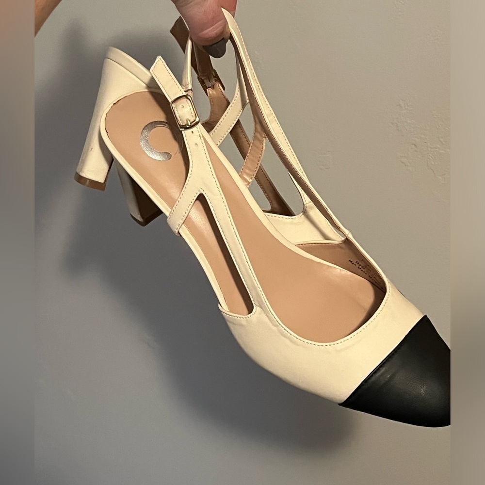Journee Collection Womens Reignn Sling Back Mid Block Heel Almond Toe Pumps - Picture 12 of 16